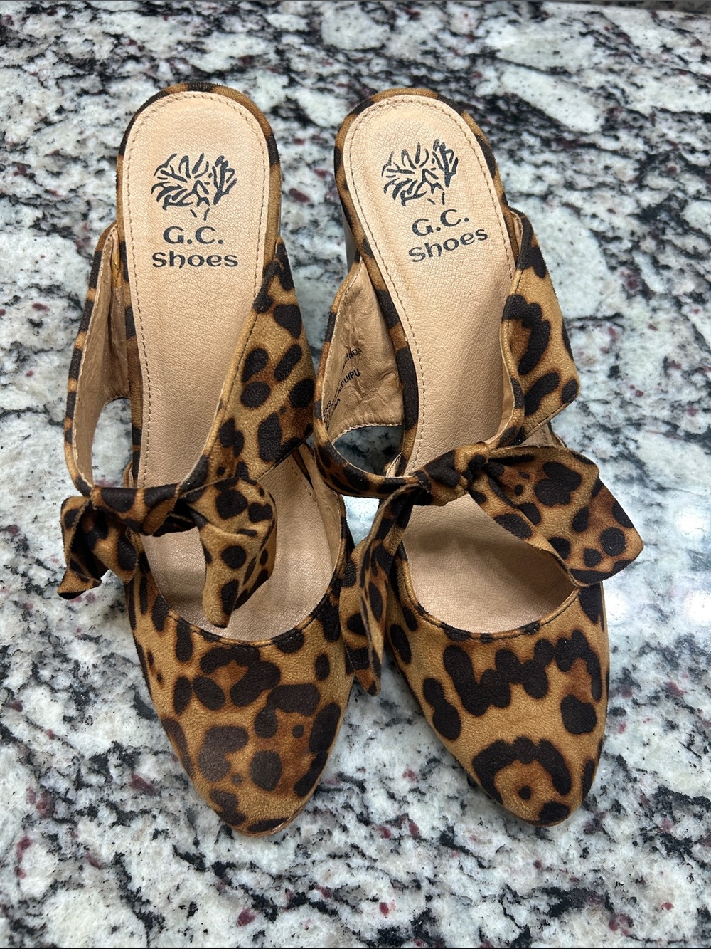 Women's Leopard Print Bow Slingback Pumps - Brown